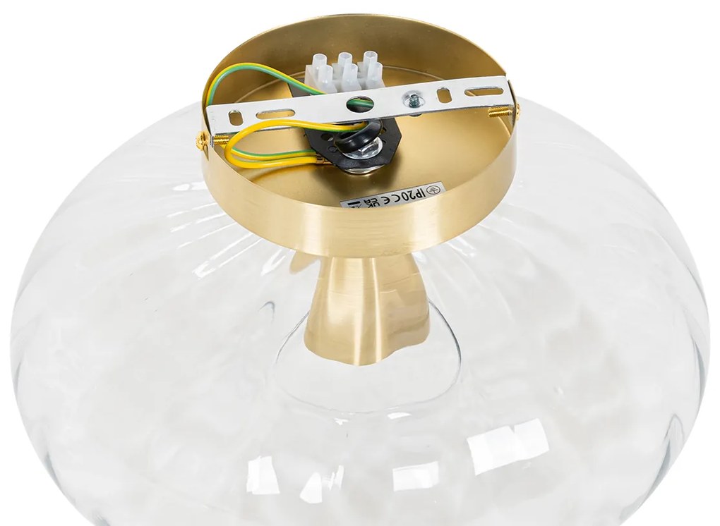 Candeeiro de parede Art Deco dourado com vidro - Ayesha