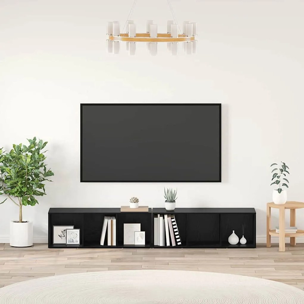 vidaXL Conjunto de móvel de TV 2 pcs Carvalho Preto 37 x 35 x 107cm