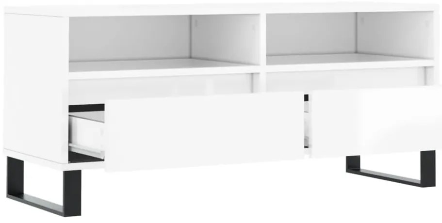 Móvel p/ TV 100x34,5x44,5 cm derivados madeira branco brilhante