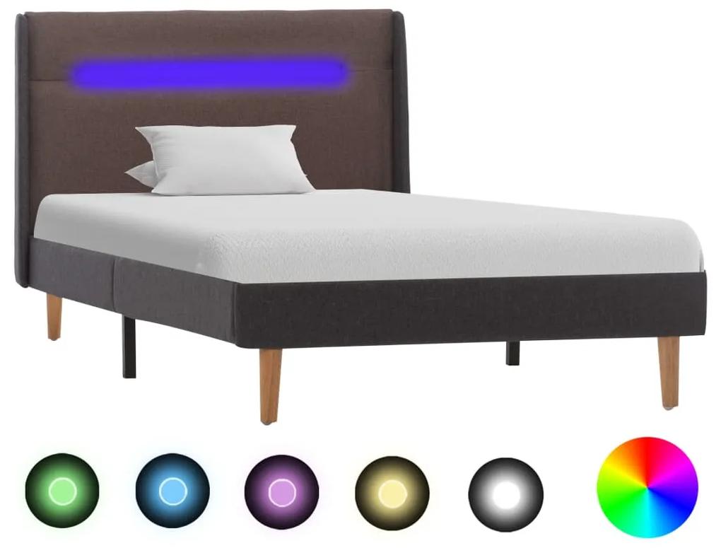 286704 vidaXL Estrutura cama com LED 100x200 cm tecido cinzento-acastanhado