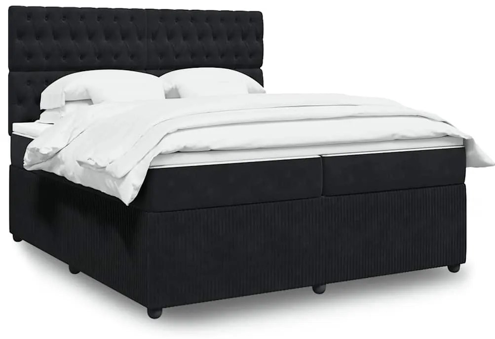 vidaXL Cama com molas/colchão 200x200 cm veludo preto
