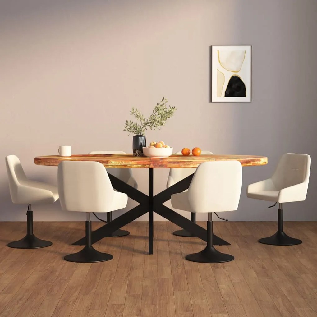 vidaXL Cadeiras de jantar giratórias 6 pcs veludo cor creme