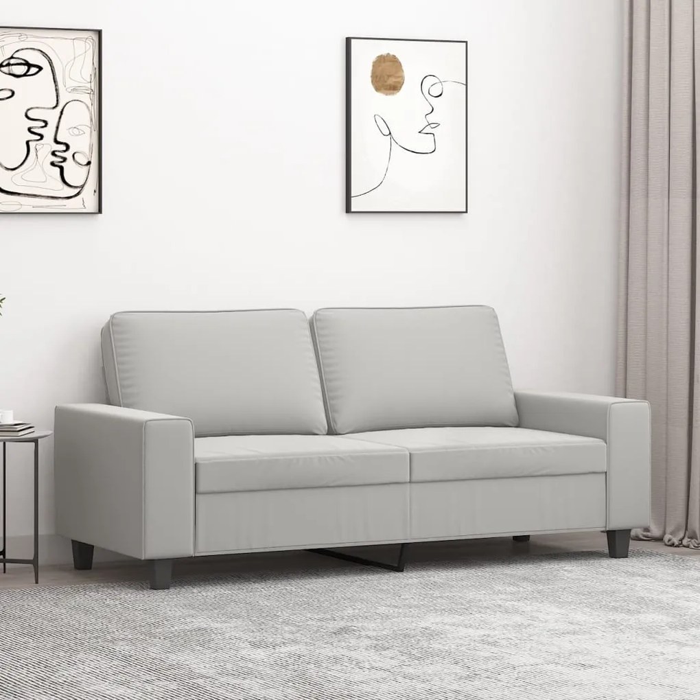 vidaXL Sofá de 2 lugares 140 cm tecido de microfibra cinzento-claro