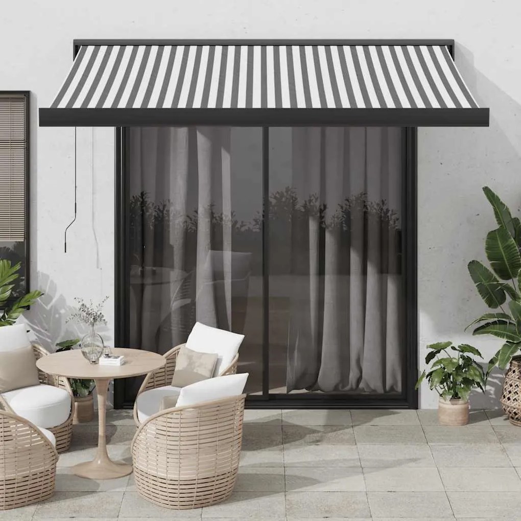 vidaXL Toldo retrátil 3,5x2,5 m tecido e alumínio antracite e branco