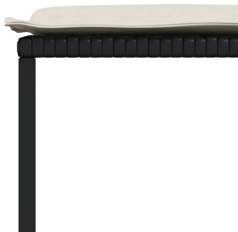 15 pcs conjunto de jantar p/jardim com almofadões vime PE preto