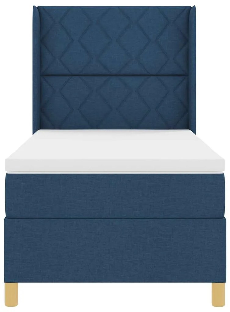 Cama Box com Colchão e LED Azul 90x200 cm em Tecido