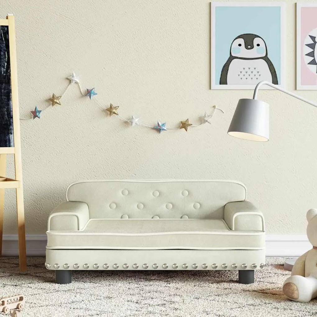 Sofá infantil 70x45x30 cm veludo cor creme