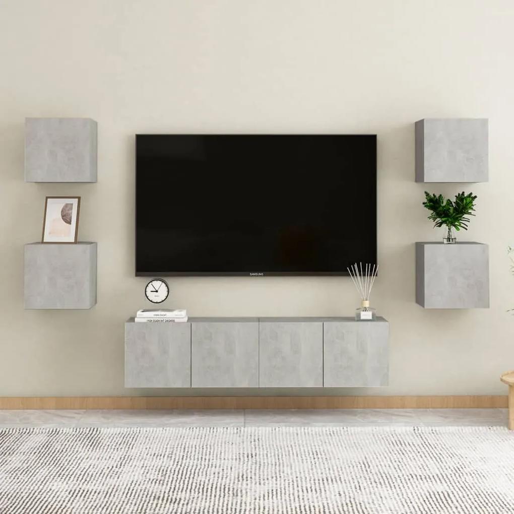 Móvel de TV de parede 2 pcs 30,5x30x30 cm cinzento cimento