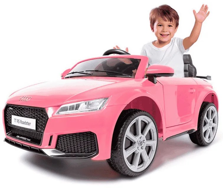 AUDI TT RS 12V PREMIUM CARRO ELÉTRICO INFANTIL 12V BANCO EM COURO E BORRACHA ROSA