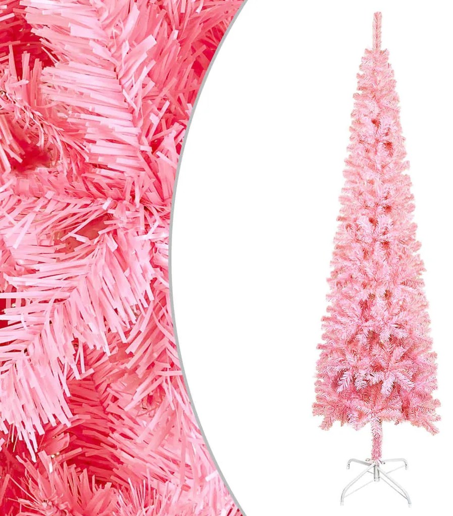vidaXL Árvore de Natal fina 180 cm rosa