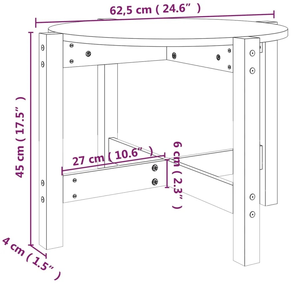Mesa de centro Ø 62,5x45 cm madeira pinho maciça castanho-mel