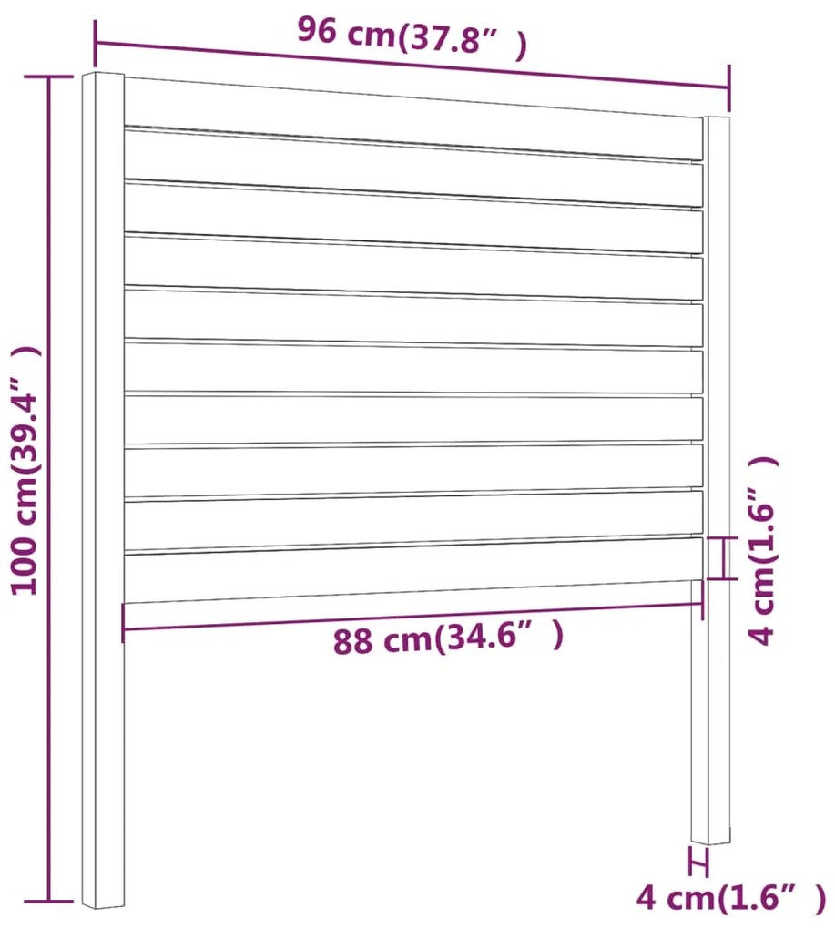 Cabeceira de cama 96x4x100 cm pinho maciço branco