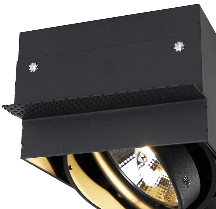 Foco embutido preto GU10 AR111 sem moldura 2 luzes - Oneon Moderno