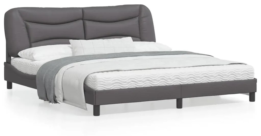 vidaXL Estrutura de cama c/ luzes LED 180x200cm couro artificial cinza