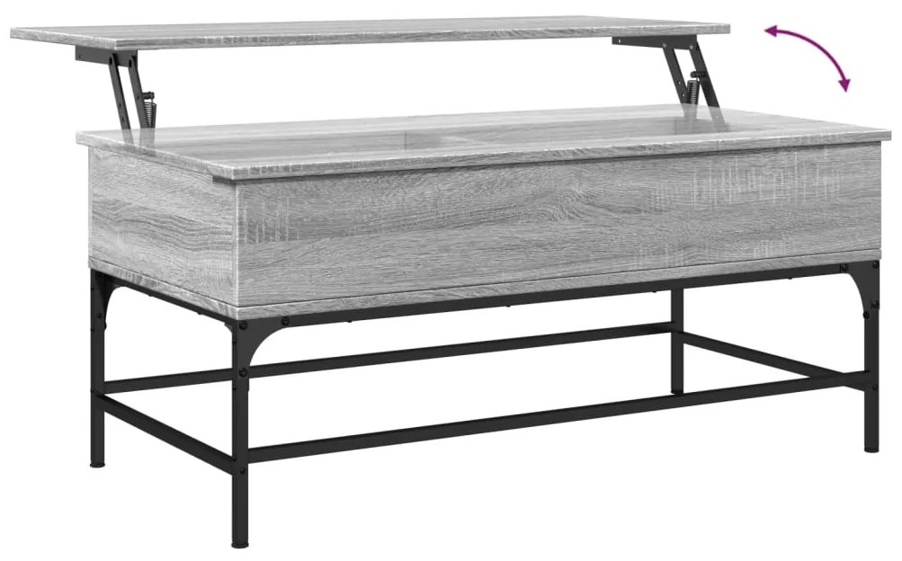 Mesa de centro 100x50x45cm derivados madeira/metal cinza sonoma