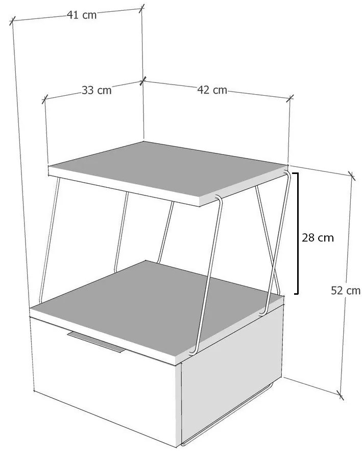 Mesa de Cabeceira Tekoba – Amarela – 42x52x41 cm