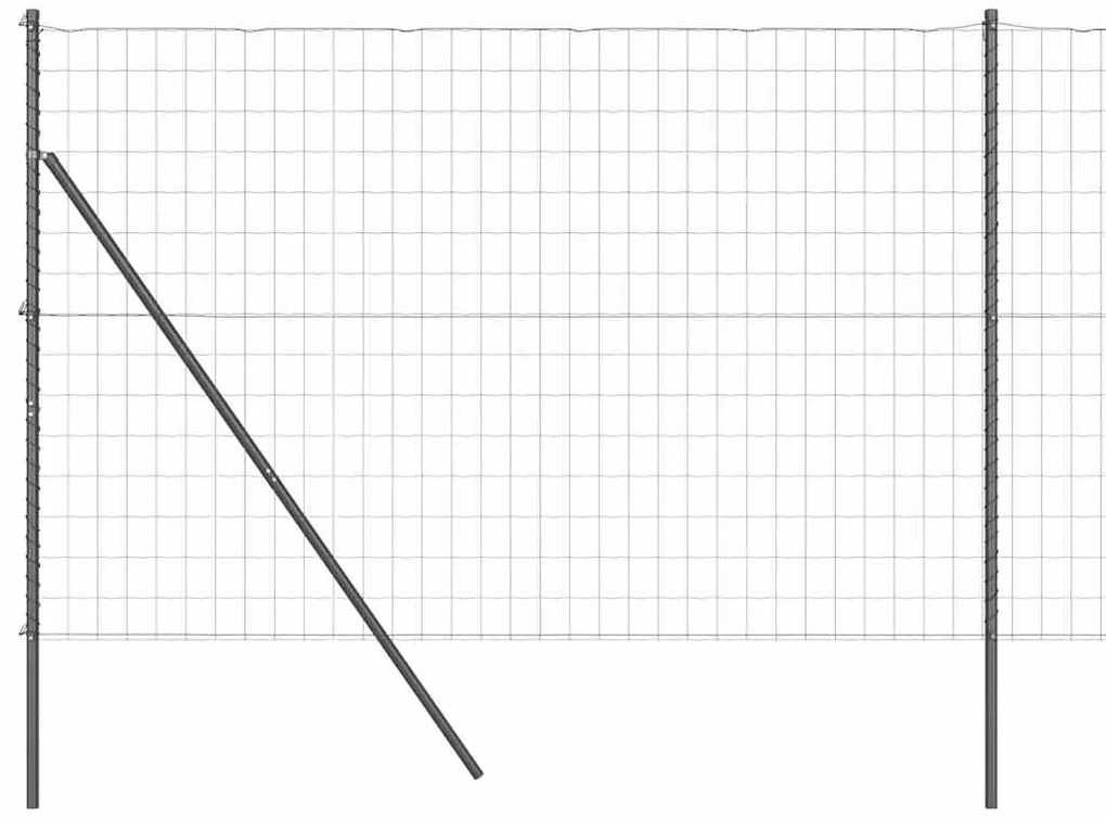 Cerca Euro com 7 postes, 1.6 x 10 m, em aço galvanizado cinza