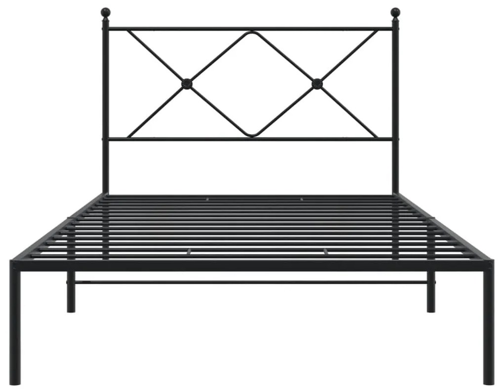Estrutura de cama com cabeceira 100x190 cm metal preto