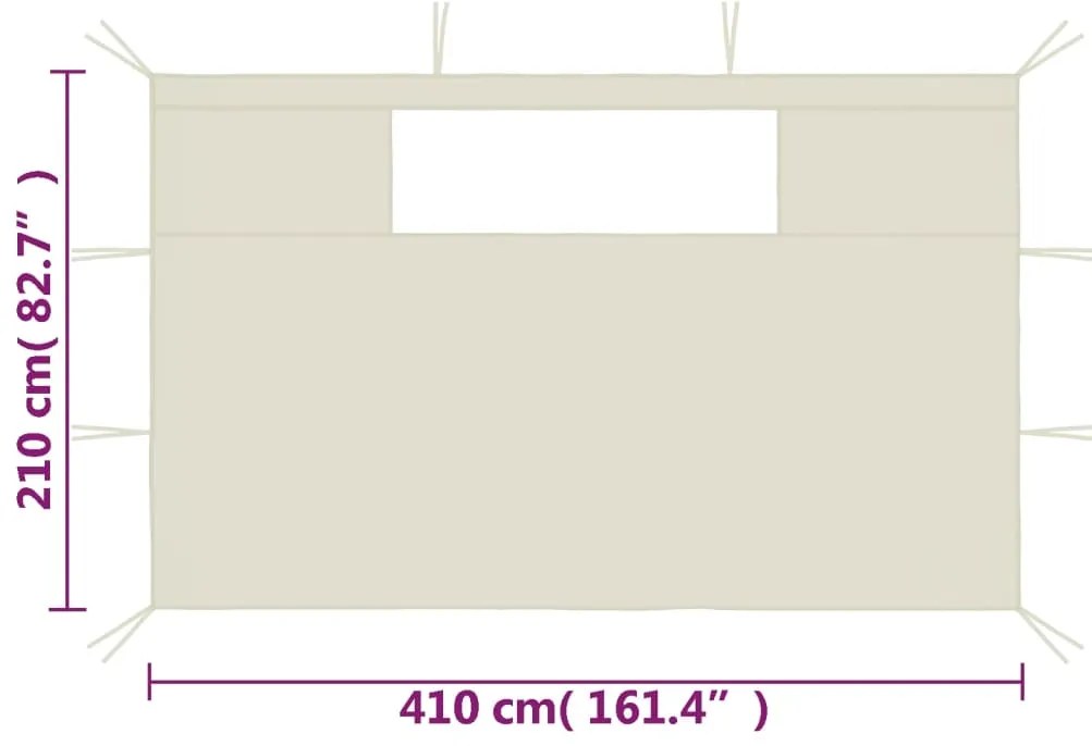 Paredes laterais para gazebo com janelas 2 pcs creme