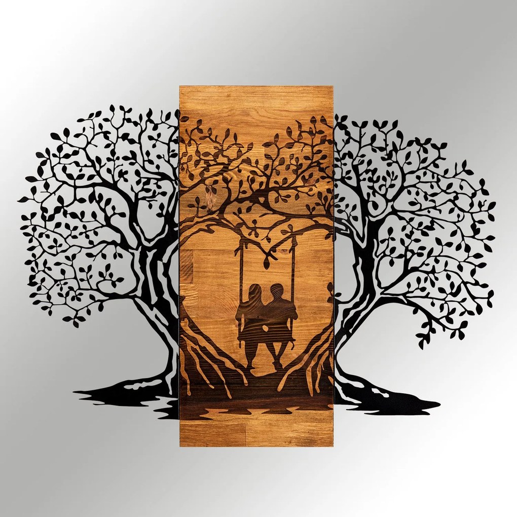 Acessório Decorativo de Parede Eva – Preto e Nogueira – 76 x 58 cm
