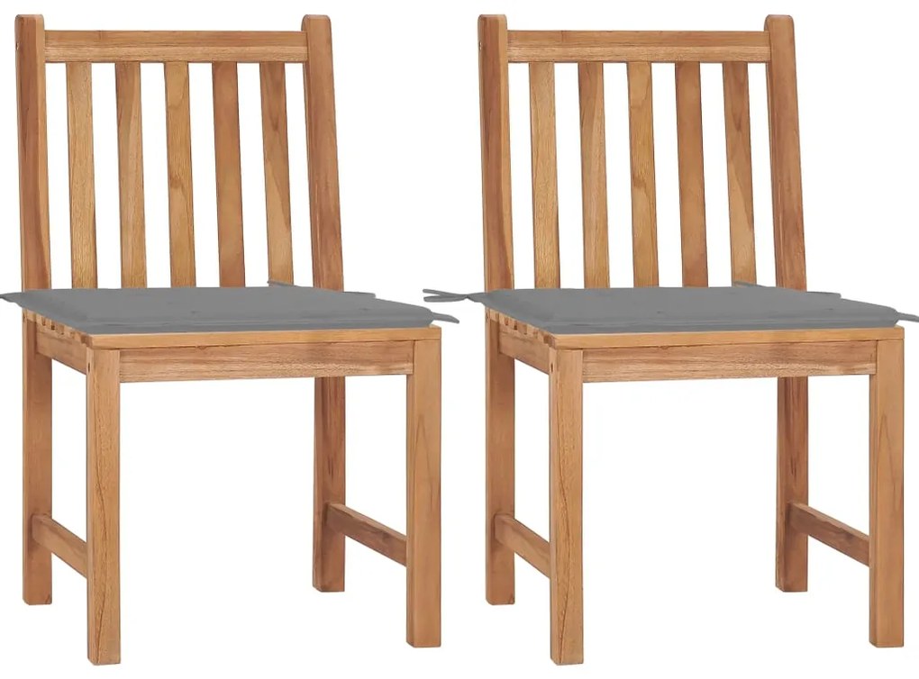 vidaXL Cadeiras de jardim c/ almofadões 2 pcs teca maciça
