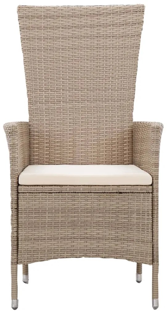 Cadeiras de exterior 2 pcs com almofadões vime PE bege