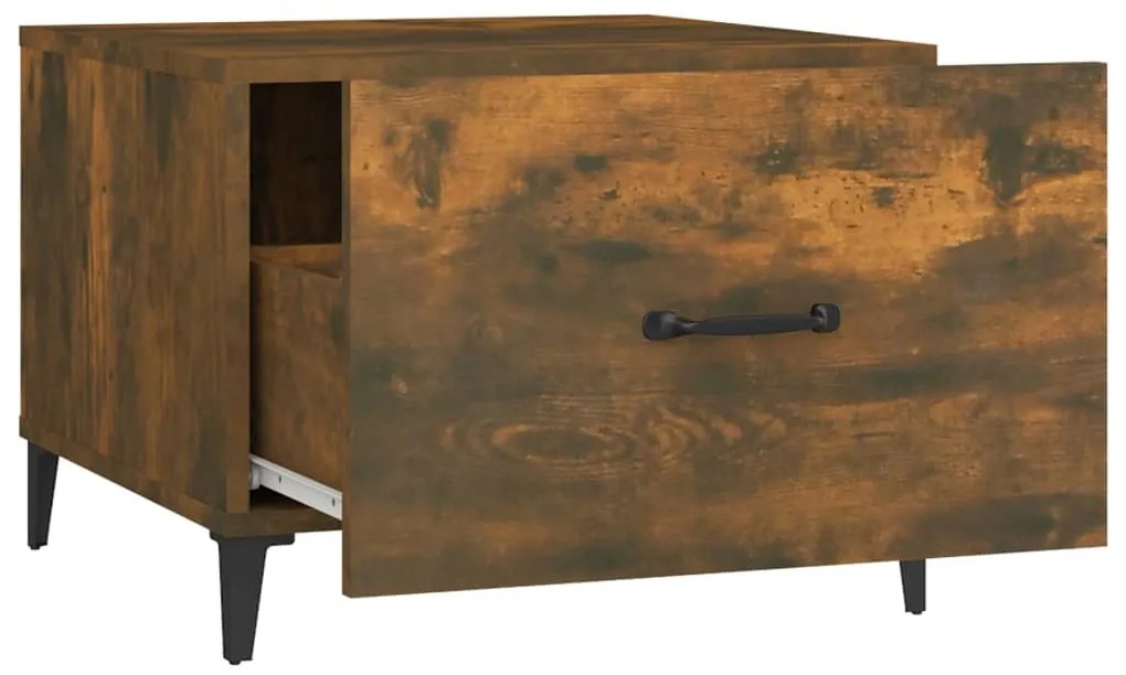 Mesas de centro com pernas de metal 2 pcs 50x50x40 cm fumado
