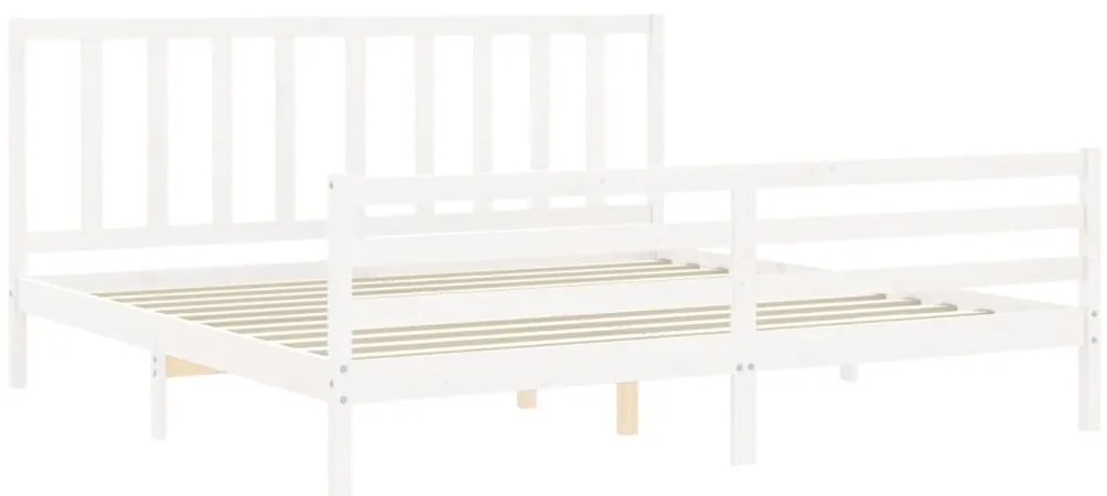 Cama sem colchão 200x200 cm madeira de pinho maciça branco