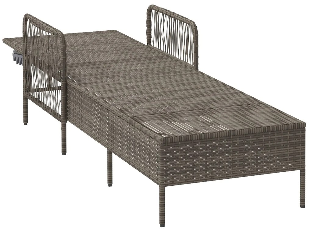 Espreguiçadeira Cinza Rattan PE 157 x 55 x 92 cm Dobrável