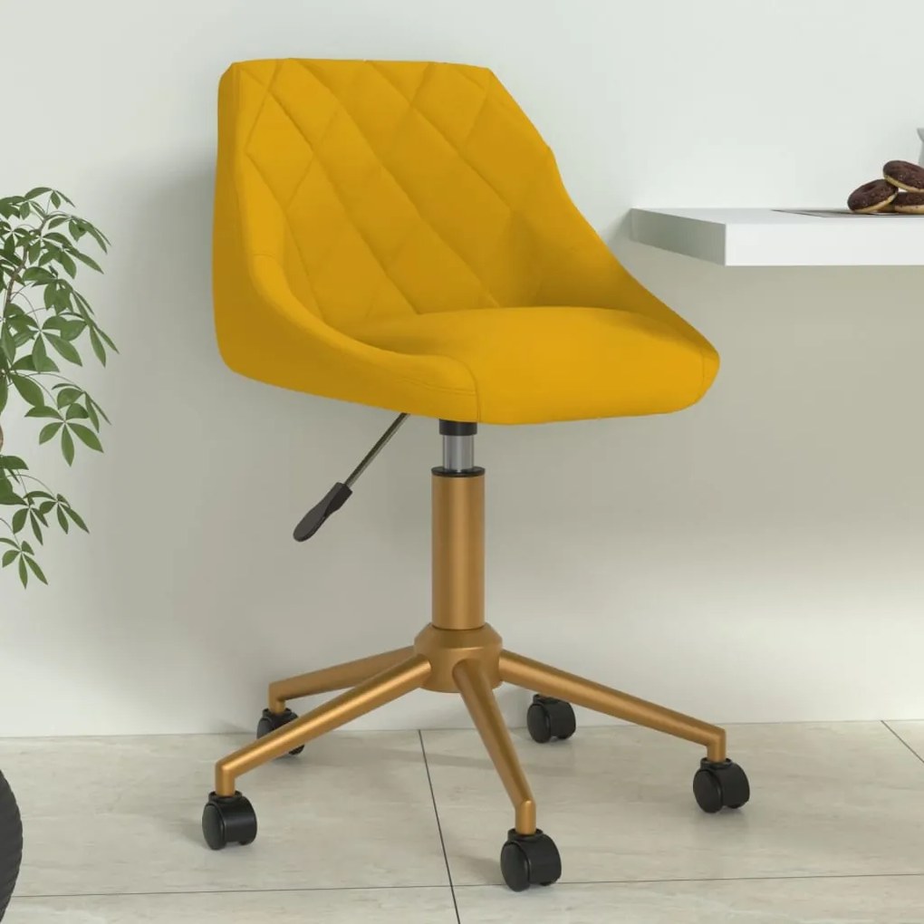 vidaXL Cadeira de escritório giratória veludo amarelo