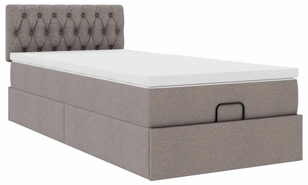 Cama otomana com colchão 100x200 cm tecido cinza
