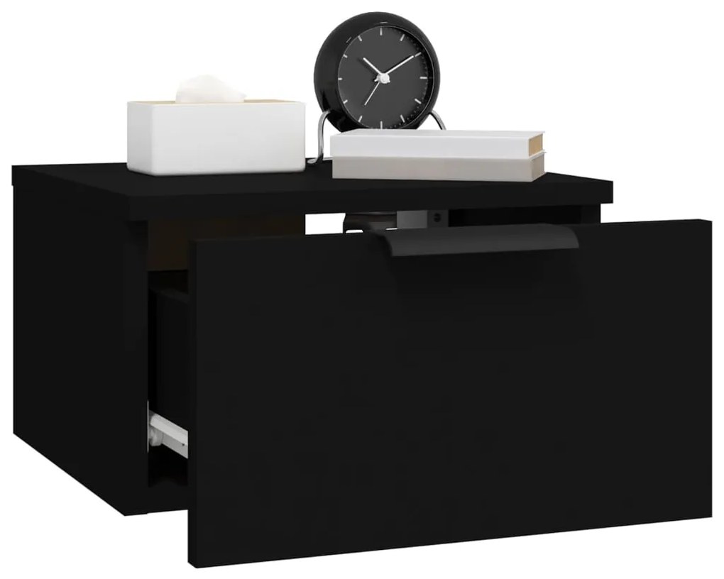 Mesa de cabeceira de montagem na parede 34x30x20 cm preto