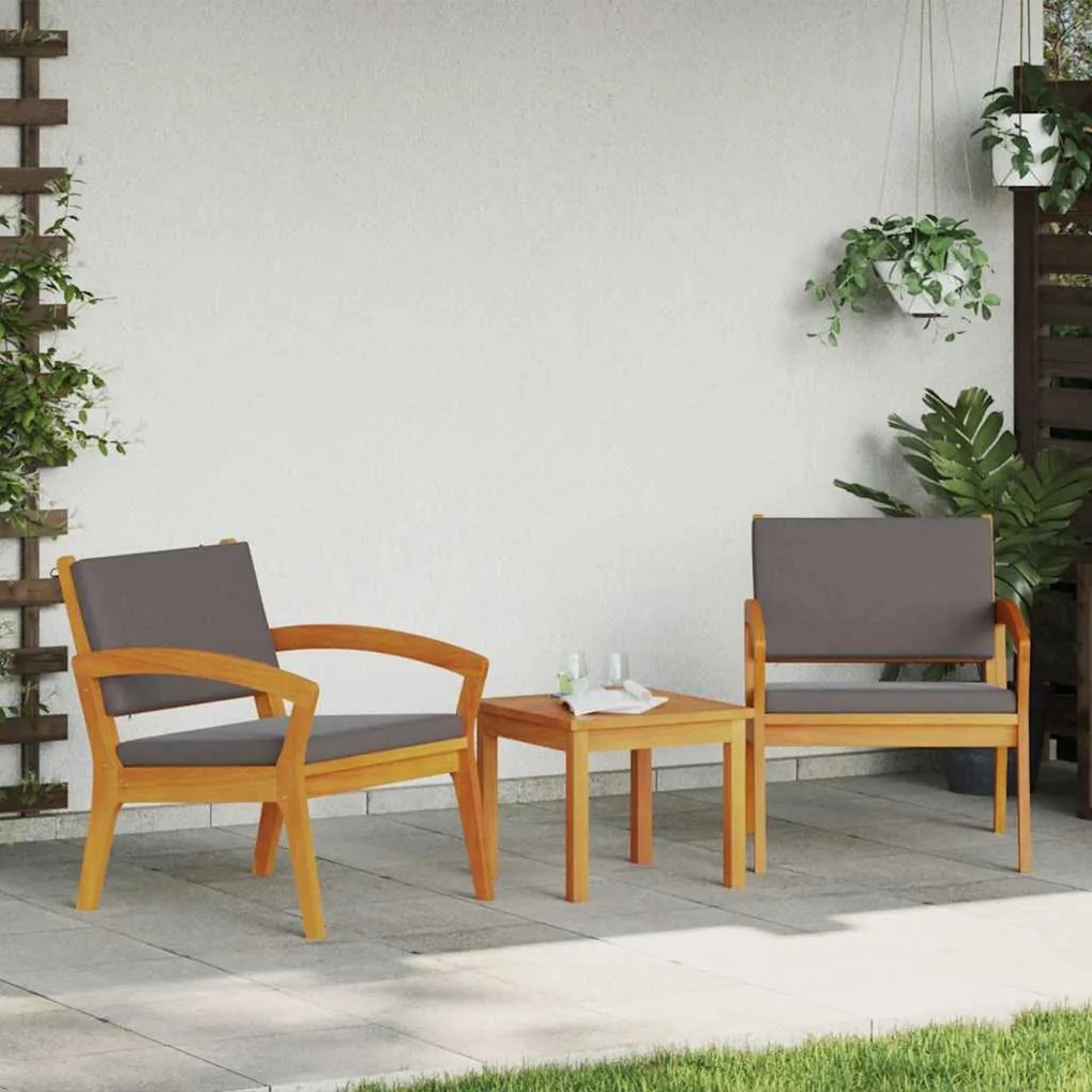 vidaXL Conjunto bistro 3 pcs Castanho 59,5 x 70,5 x 72,5 cm Poliéster