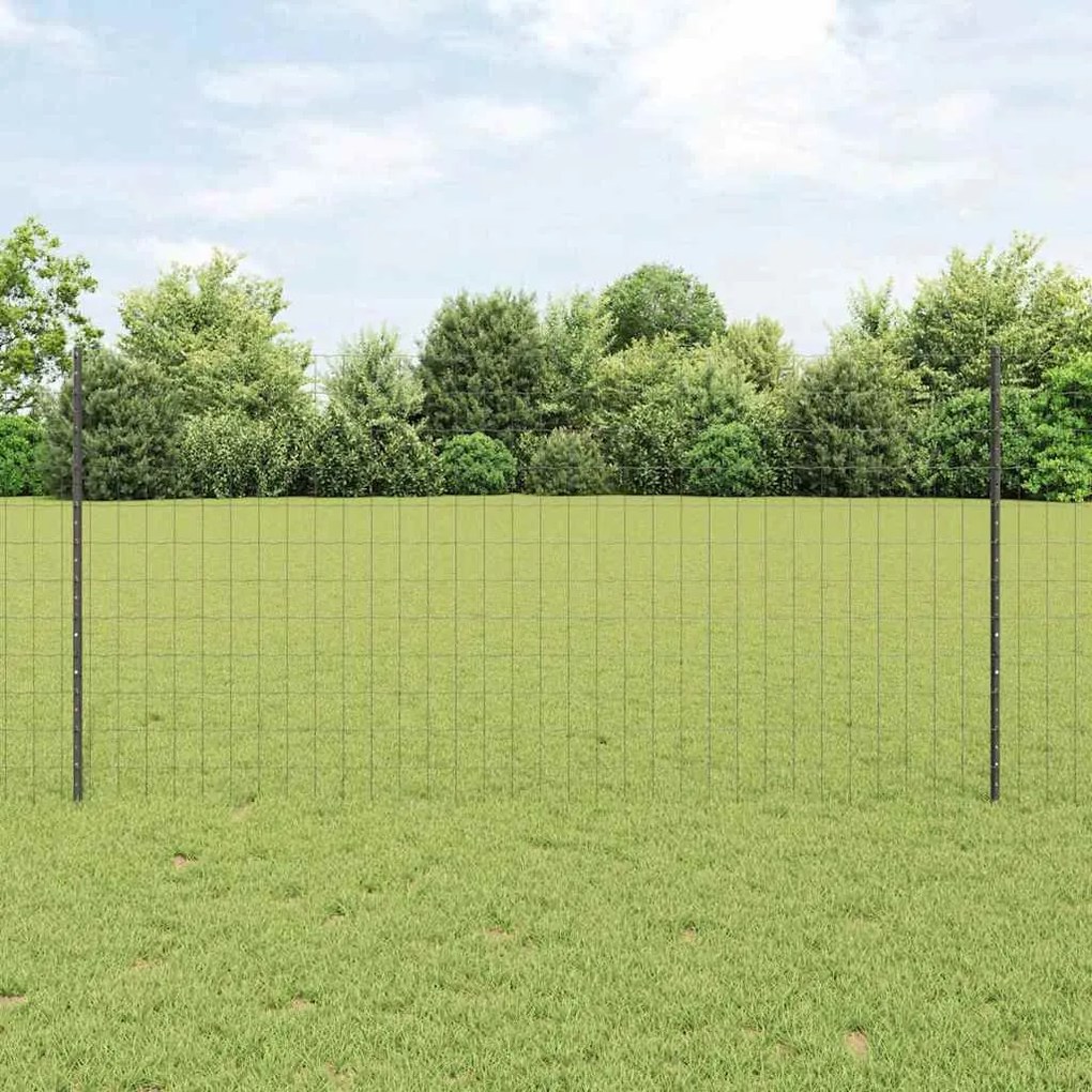 vidaXL Cerca com Postes Cinzeto 1.2 x 10 m Aço