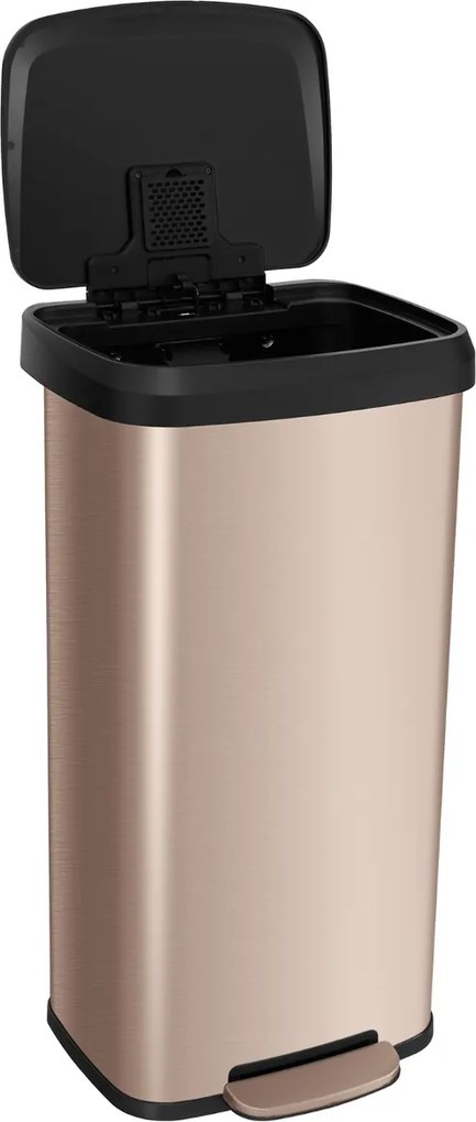 Caixote do lixo de cozinha 68 litros 40 x 38 x 78 cm (C x L x A) com tampa metálica com pedal Ouro rosa