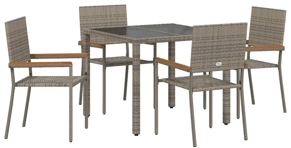 Conjunto de Jantar de Jardim de 5 Peças Cinza Vime Rattan