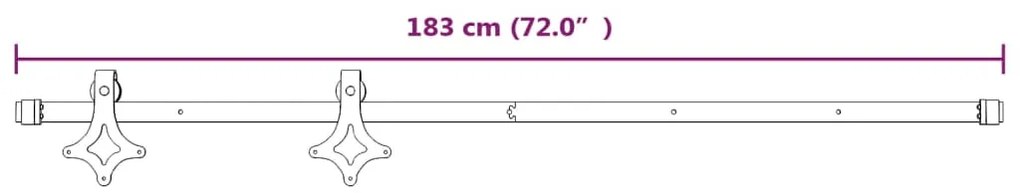 Kit de ferragens para porta deslizante 183 cm aço branco