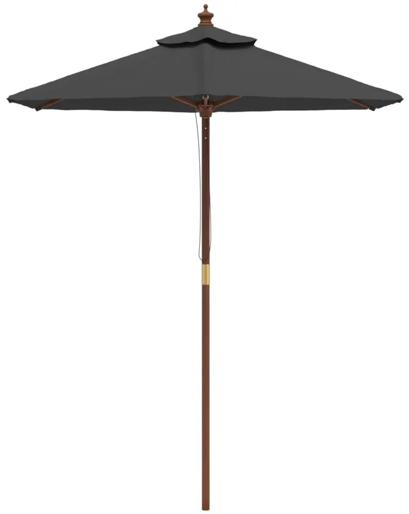 Guarda-sol de jardim com poste de madeira 196x231 cm antracite