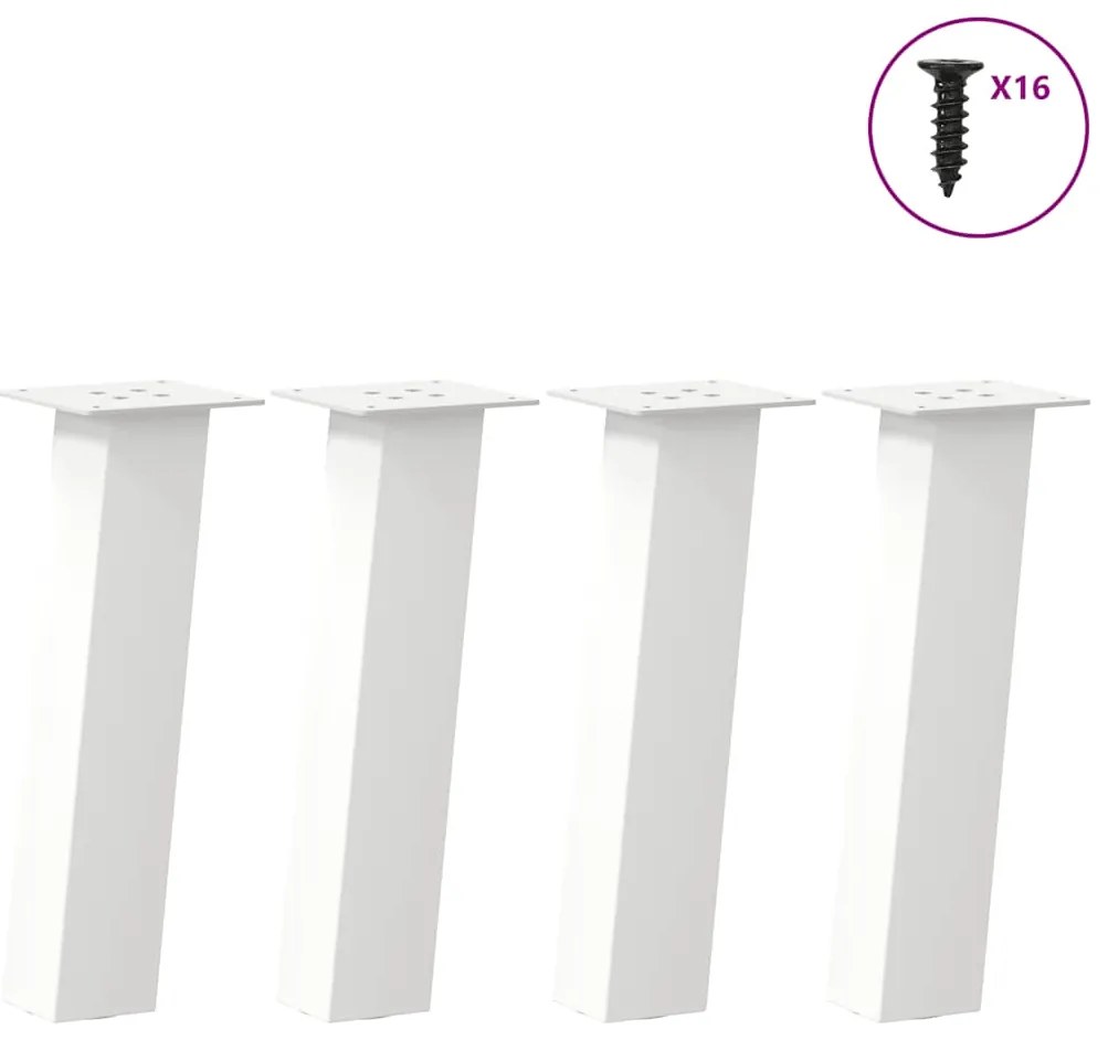 vidaXL Pés para mesa de centro 4 peças, branco, 30 cm, aço