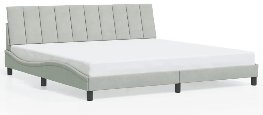 Estrutura de cama c/ luzes LED 200x200 cm veludo cinzento-claro