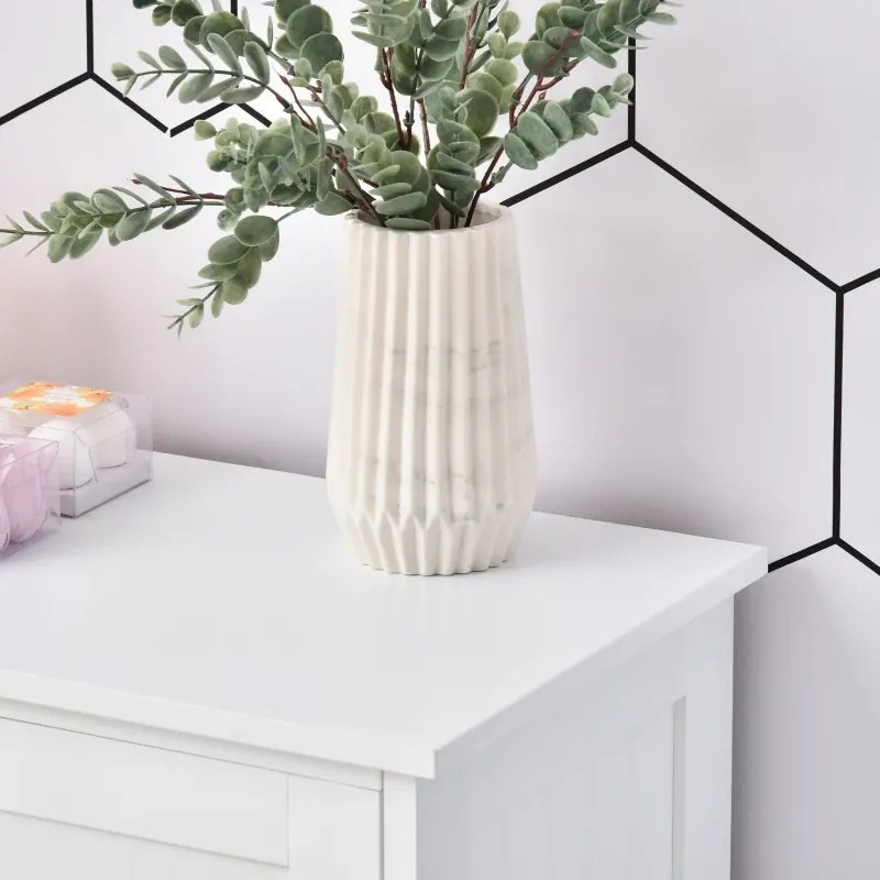 Armário Casa de Banho Móvel Auxiliar Organizador Moderno de Madeira com 1 Armário e Gavetas 56x30x83 cm Branco