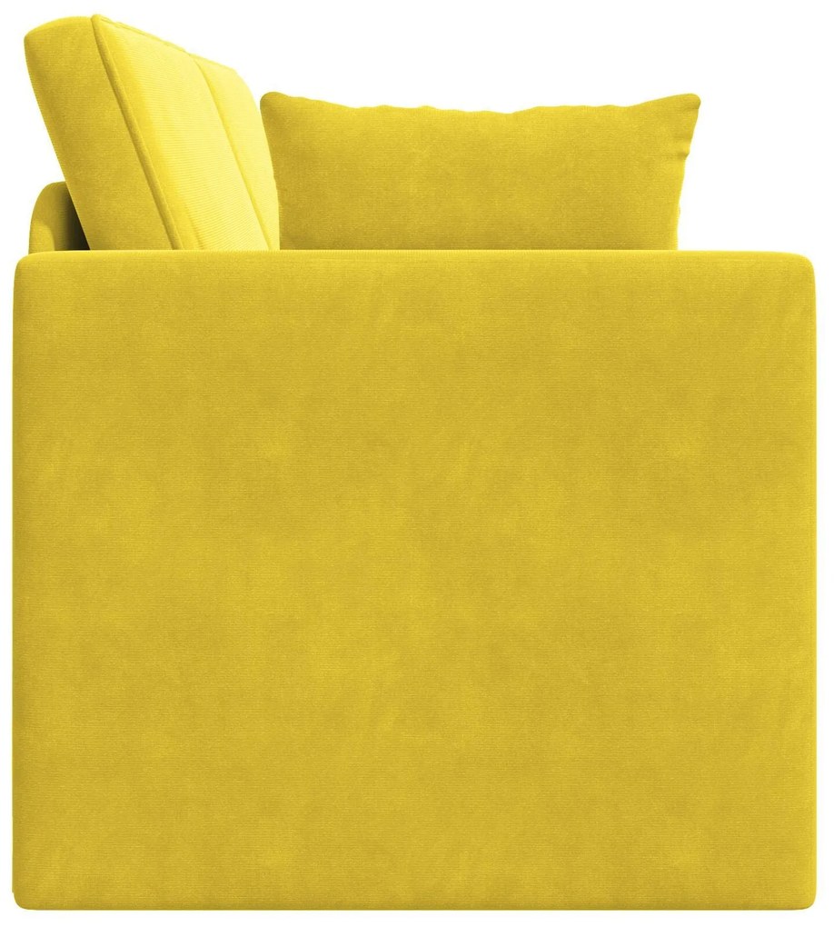 Sofá-Cama de Chão 2 em 1 Amarelo 213x144x60 cm Veludo