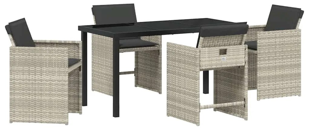 Conjunto de Jantar de Jardim com Almofadas Cinza Claro Rattan Poly