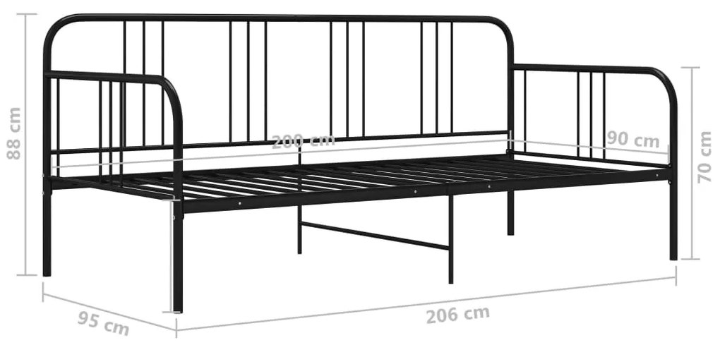 Sofá-cama 90x200 cm metal preto