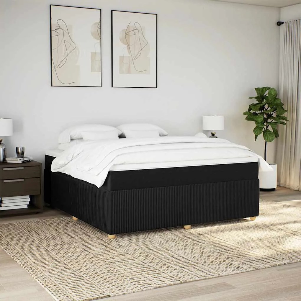 Cama com molas/colchão 180x200 cm tecido preto