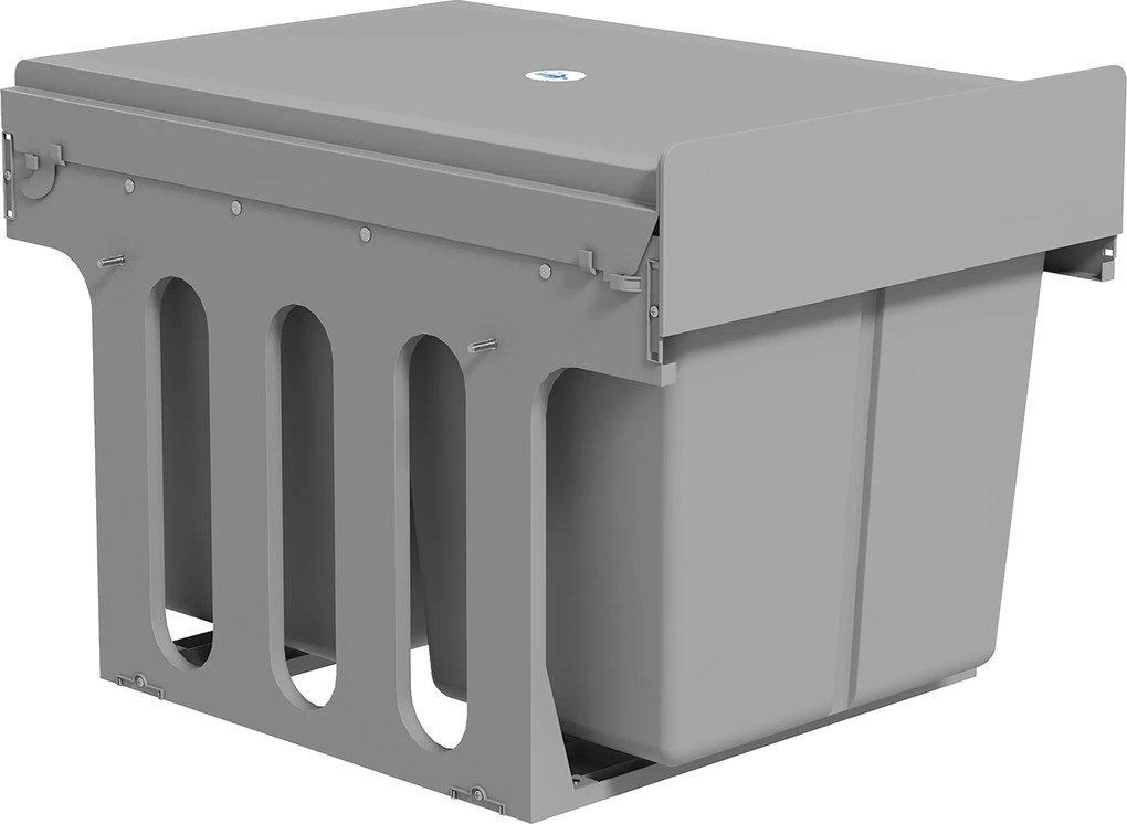 HOMCOM Balde  de Lixo Embutido com 3 Recipientes Removíveis Capacidade Total 31L (15L+8Lx2) 48x34,3x35,1 cm Cinzento Claro | Aosom Portugal