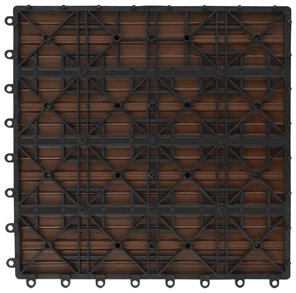 Estrado de plástico WPC 11 peças 30x30cm 1 m2, Marrom