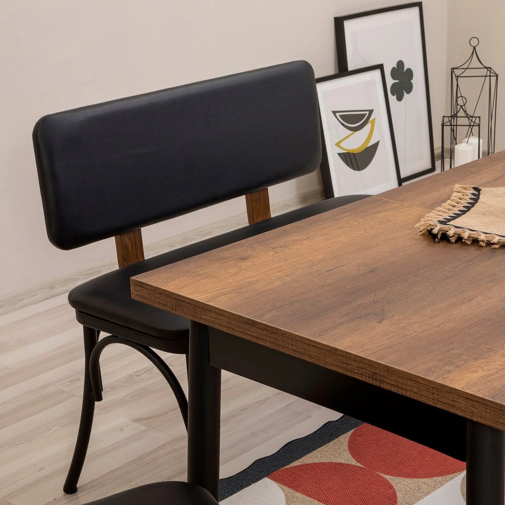 Conjunto de Mesa de Jantar Extensível e Cadeiras Oliver – Preto – Mesa