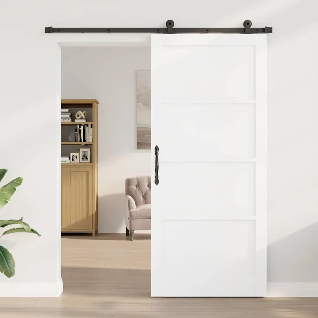Porta Deslizante vidaXL com Conjunto de Ferragens Brancas 93x211 cm de