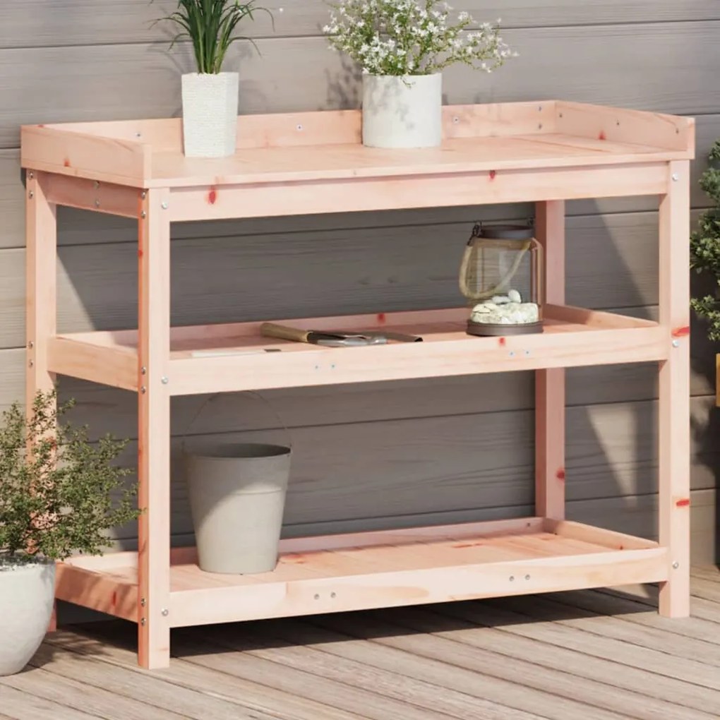 Mesa de jardinagem com prateleiras madeira de douglas maciça